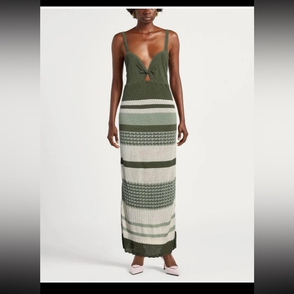 JOHANNA ORTIZ Vintage Affair Twist-Bustier Striped Pointelle Maxi Dress 
Medium - Picture 4 of 12